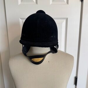 Black English Riding Helmet with strap